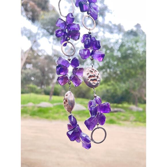 Deb Guyot Signed Amethyst Necklace Sterling Silver